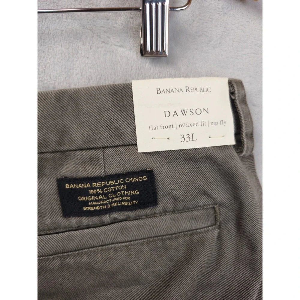 Banana Republic Pant Men 33L 34x35 Tall Gray Relaxed Straight Dawson Chino NWT